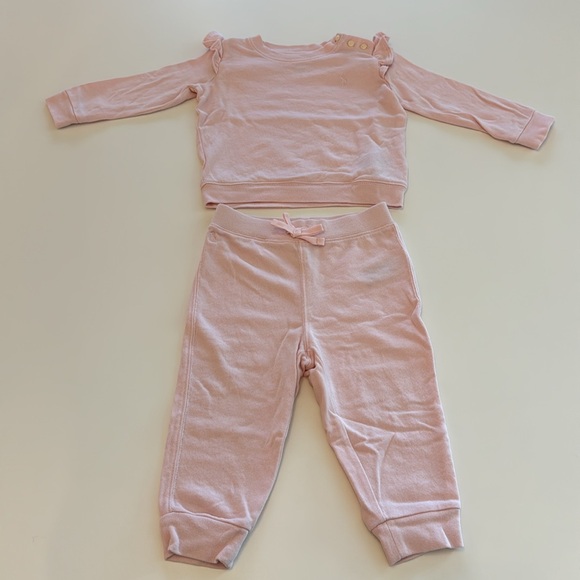 Ralph Lauren Baby Girls Ruffled French Terry Top and Pant, 2 Piece Set - Picture 3 of 13